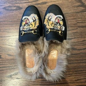 Authentic Gucci shoes with fur